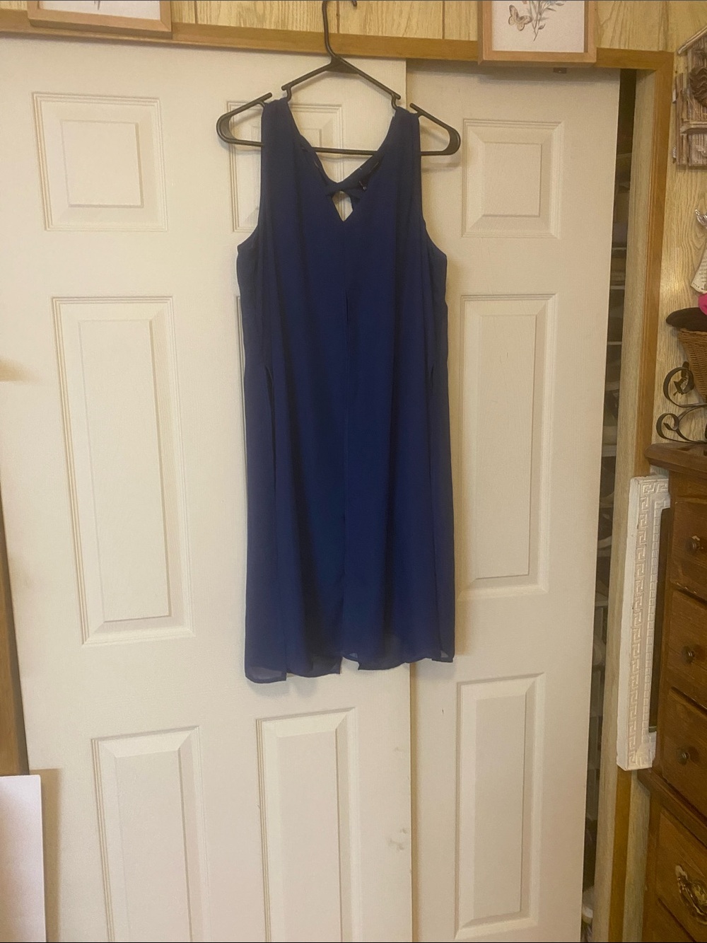new directions Sleeveless Royal Blue Top with Keyhole